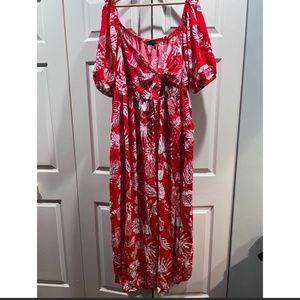 ELOQUII TIE FRONT MAXI bright red